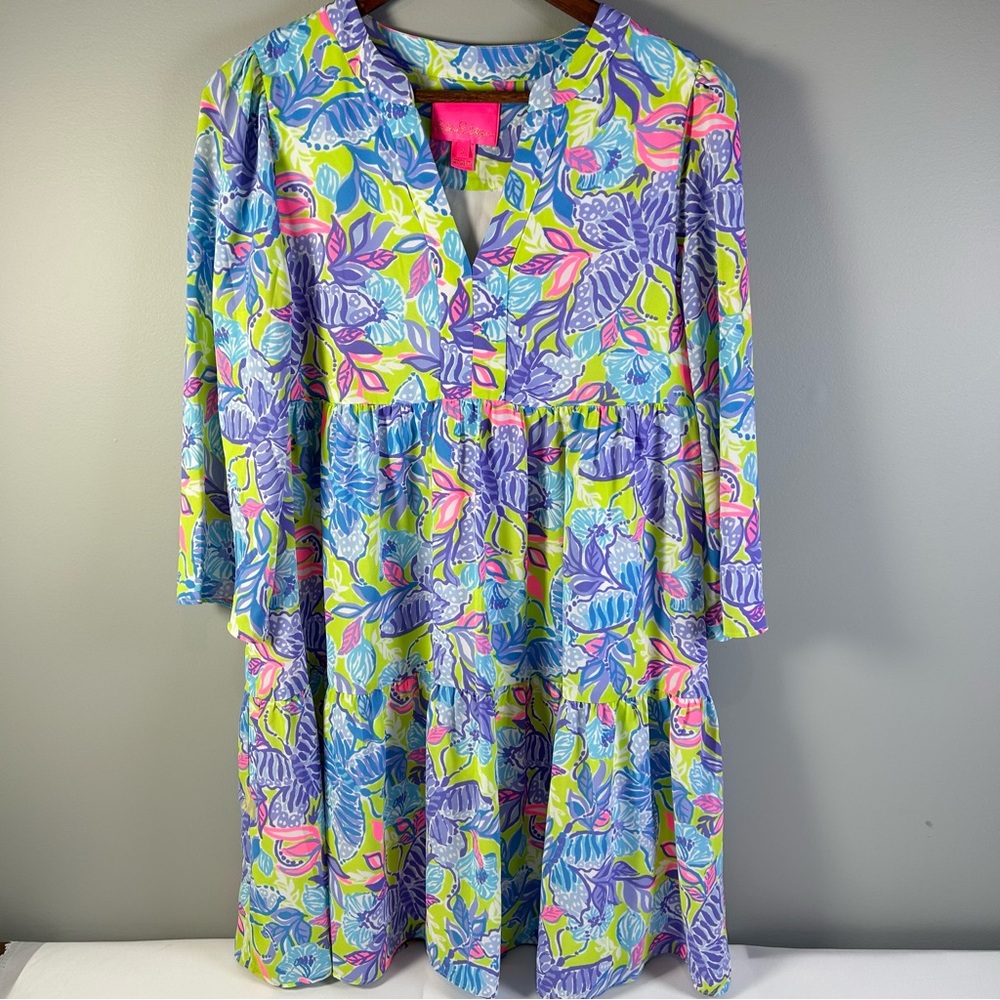 Lilly Pulitzer Dew Drop STAY FLY MARTINE DRESS Lileeze Swing 3/4Sleeve Women's S